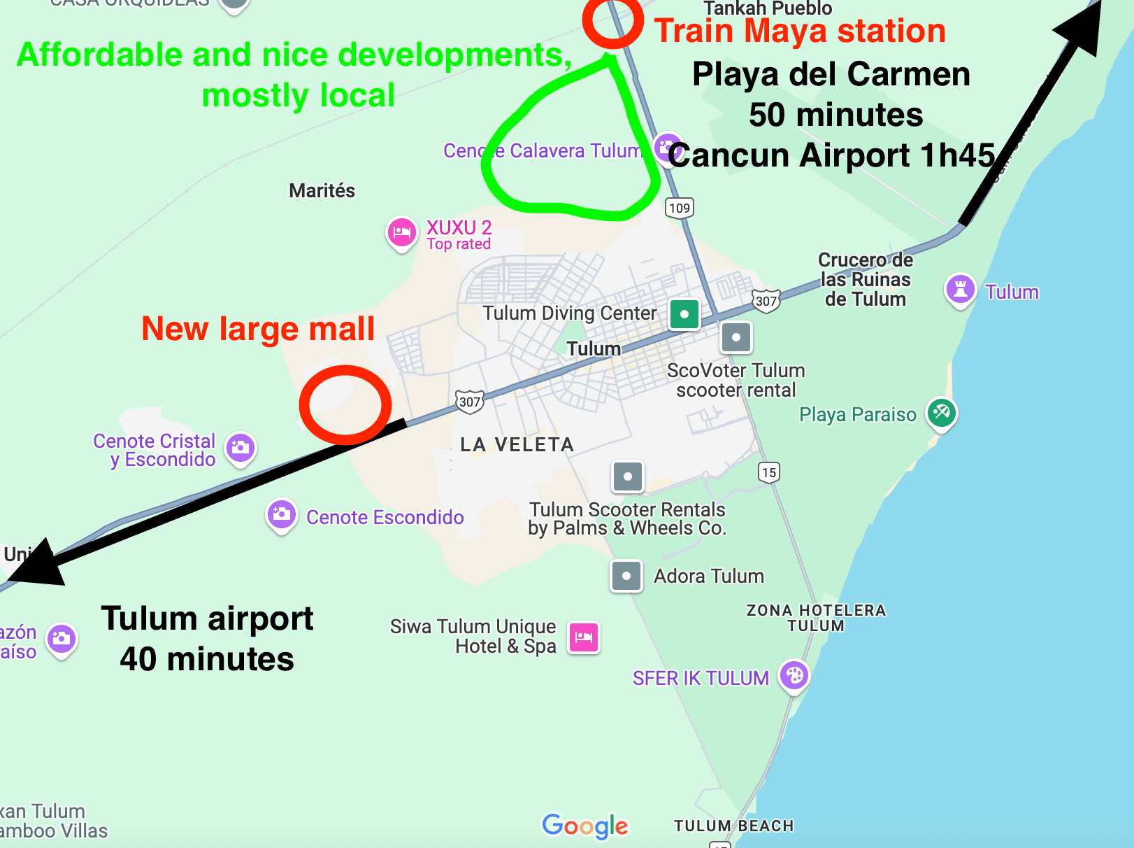 Tulum real estate investment heat map Tulum growth areas map